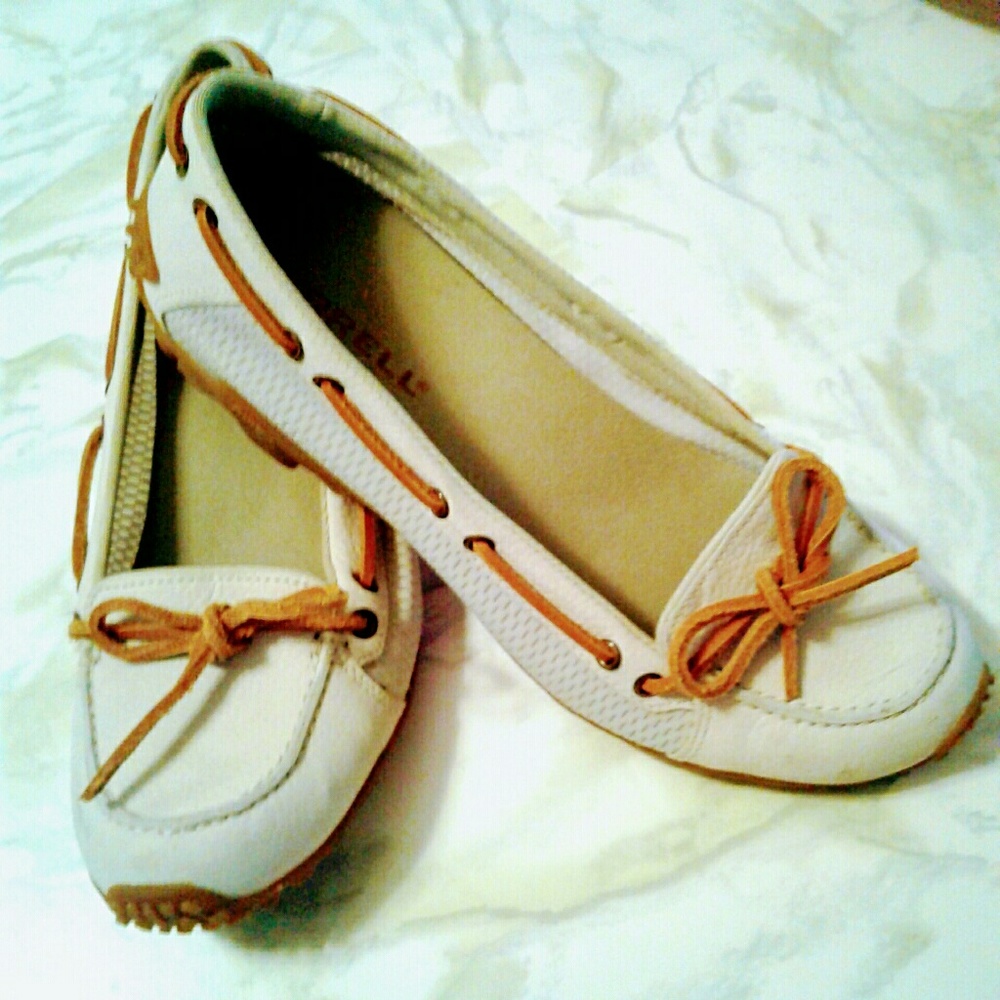MERRELL Marina Ivory Vibram Sole Leather Moccasins
